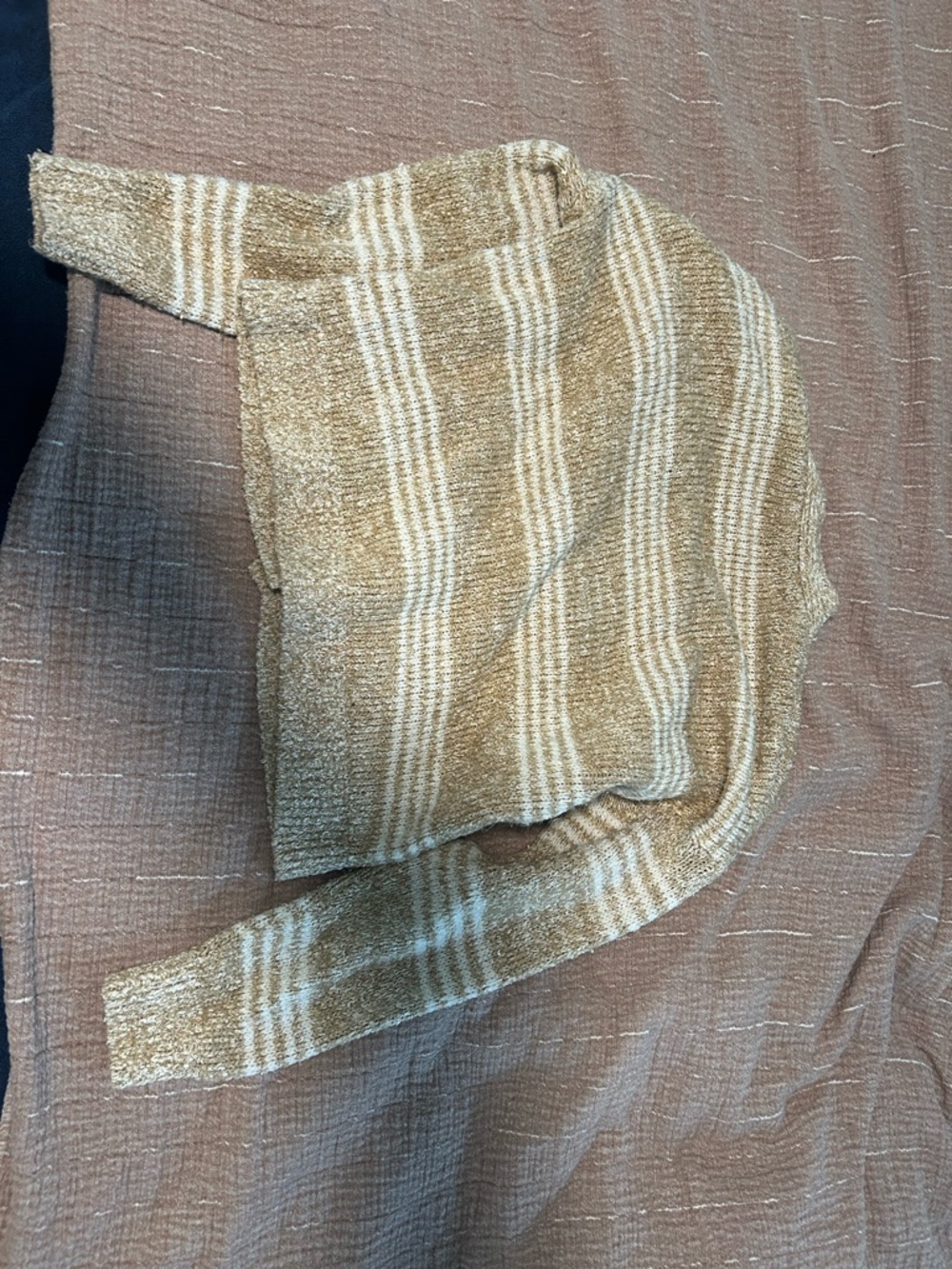 Abercrombie & Fitch Cream and Tan Striped V-Neck Cardigan - Picture 5 of 5